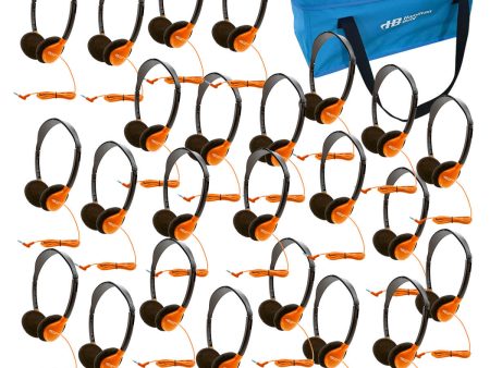 HamiltonBuhl Lab Pack, 24 Personal Headphones in Orange (HA2-ORG) in a Carry Case For Cheap