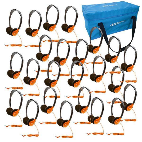 HamiltonBuhl Lab Pack, 24 Personal Headphones in Orange (HA2-ORG) in a Carry Case For Cheap