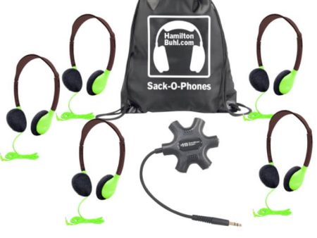 Galaxy™ Econo-Line of Sack-O-Phones with 5 Green Personal-Sized Headphones (HA2-GRN), Starfish Jackbox and Carry Bag Online Hot Sale