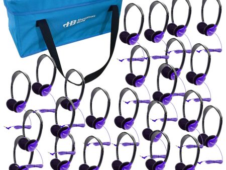 HamiltonBuhl Lab Pack, 24 Personal Headphones in Purple (HA2-PPL) in a Carry Case Cheap