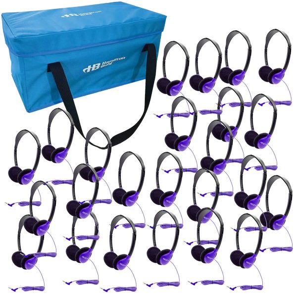 HamiltonBuhl Lab Pack, 24 Personal Headphones in Purple (HA2-PPL) in a Carry Case Cheap