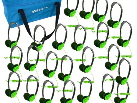 HamiltonBuhl Lab Pack, 24 Personal Headphones in Green (HA2-GRN) in a Carry Case Online now