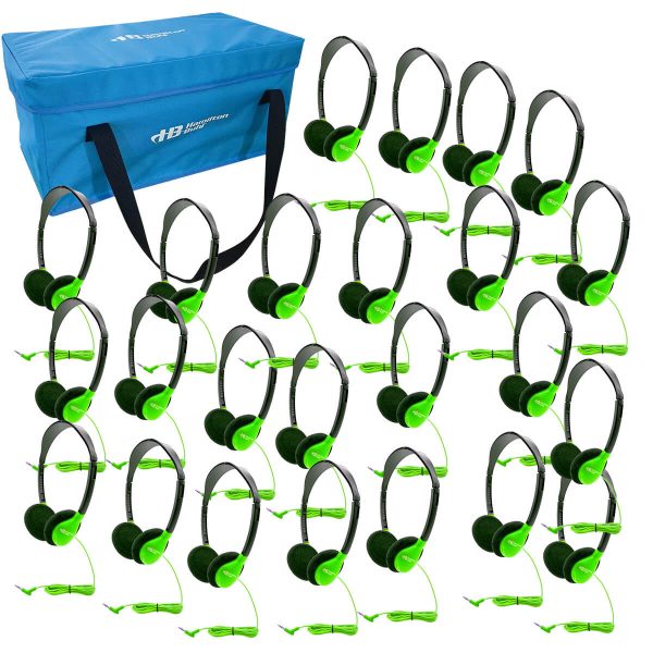 HamiltonBuhl Lab Pack, 24 Personal Headphones in Green (HA2-GRN) in a Carry Case Online now