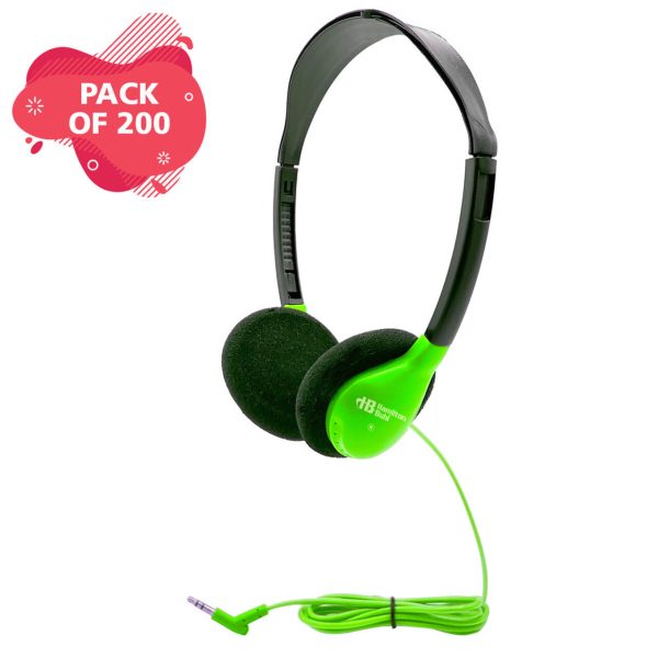 HamiltonBuhl Personal On-Ear Stereo Headphone, GREEN - 200 Pack Discount