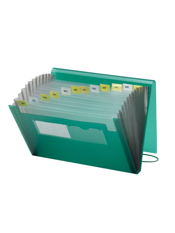 Poly Expanding Files with Flap, 12 Pockets For Sale