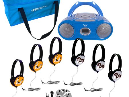 6-Station Listening Center with AudioAce™ Boombox, (3) Primo™ Tiger and (3) Panda Headphones, Jackbox, and Carry Case on Sale