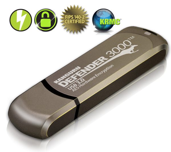 Kanguru Defender 3000™ SuperSpeed USB 3.0, FIPS 140-2 Level 3 Certified, Hardware Encrypted Flash Drive For Discount