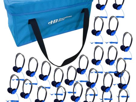 HamiltonBuhl Lab Pack, 24 Personal Headphones in Blue (HA2-BLU) in a Carry Case on Sale