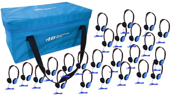 HamiltonBuhl Lab Pack, 24 Personal Headphones in Blue (HA2-BLU) in a Carry Case on Sale