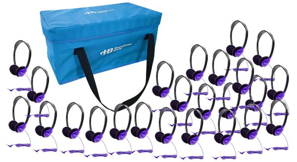 HamiltonBuhl Lab Pack, 24 Personal Headphones in Purple (HA2-PPL) in a Carry Case Cheap