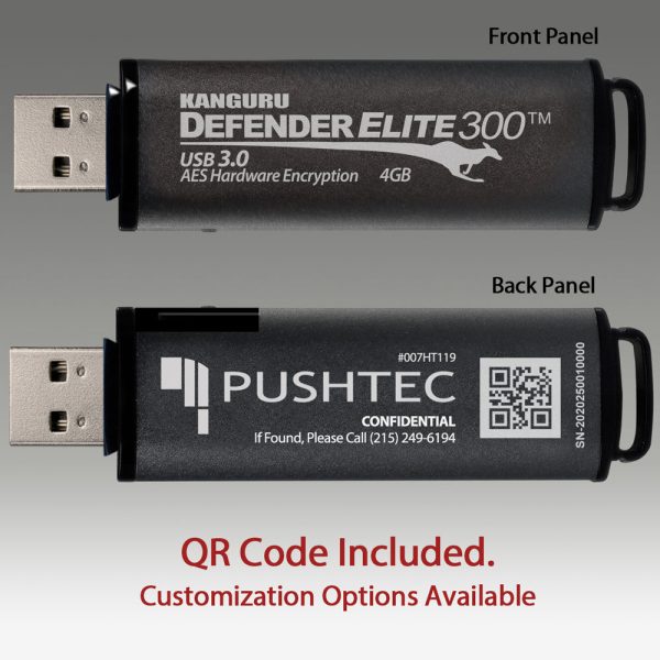 Kanguru Defender Elite300™ FIPS 140-2 Certified, Secure, SuperSpeed USB 3.0, Hardware Encrypted Flash Drive on Sale