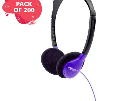 HamiltonBuhl Personal On-Ear Stereo Headphone, PURPLE - 200 Pack Cheap