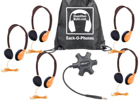 Galaxy™ Econo-Line of Sack-O-Phones with 5 Orange Personal-Sized Headphones (HA2-ORG), Starfish Jackbox and Carry Bag Online