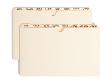 Pressboard Mortgage File Folder Dividers on Sale