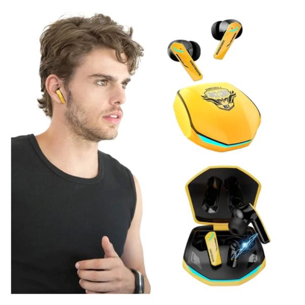 Transformers TF-T10 Wireless Bluetooth Earbuds - Yellow Fashion