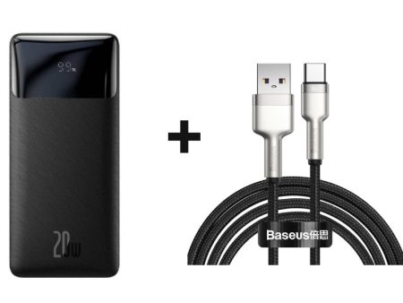 Baseus Bipow Digital Display 20000mAh Power Bank + Baseus Cafule Series Metal Data Cable USB to Type-C - 66W   1m - Bundle Offer Fashion