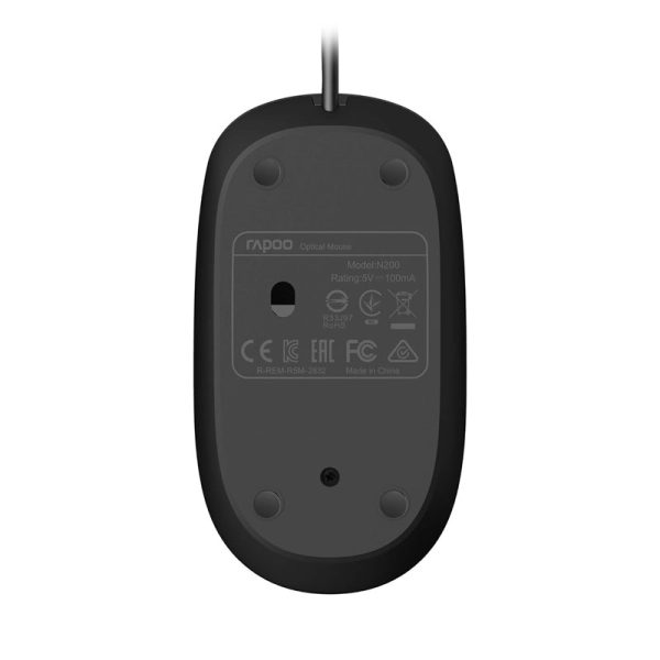 Rapoo N200 Wired Optical Mouse - 1600 DPI   Black For Cheap